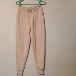 Elegant Cream Jogger Pants for Women Size M